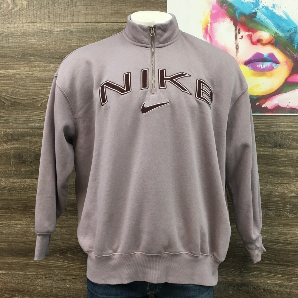 Nike Sportswear Phoenix Fleece Quarter Zip Sweatshirt Mauve Womens XL FV7679-226